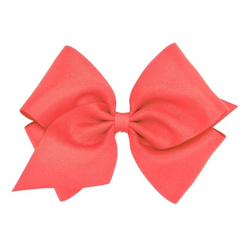 Wee Ones Girls' Classic Grosgrain Hair Bows with Plain Wrap Center, No-Slip Hair Clip, Handmade, Watermelon, Mini King