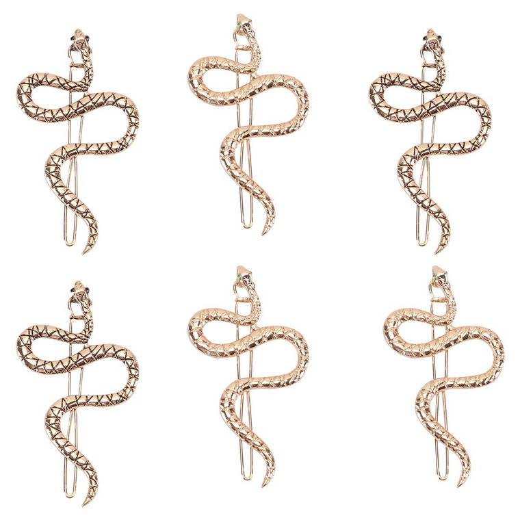 Snake Hair Pins Hair Clips 6pcs Bling Snake Hairpins Golden Metal Snake Headpiece Animals Hairpins Decorative Bobby Pins Vintage Hair Barrettes Hair