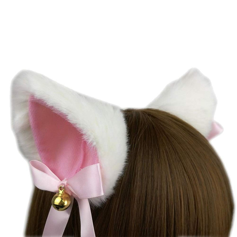 Cute Cat Ears Hair Clips Pins Hairpin Anime Lolita Cosplay Headwear Neko Cat Ears Headpiece Halloween Hair Accessories White Pink Free size