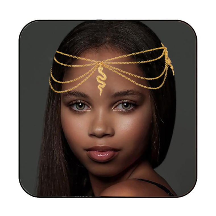 Sixexey Snake Head Chain Gold Head Jewelry Halloween Medusa Hair Accessories for Women