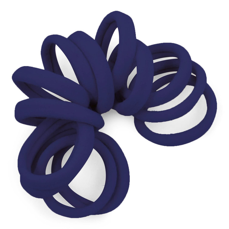 Cyndibands Seamless Hair Ties - Navy Blue - Gentle Hair Ties No Damage, Standard Size 1.5 Inch, Soft and Stretchy Nylon Fabric Ponytail Holders - 12