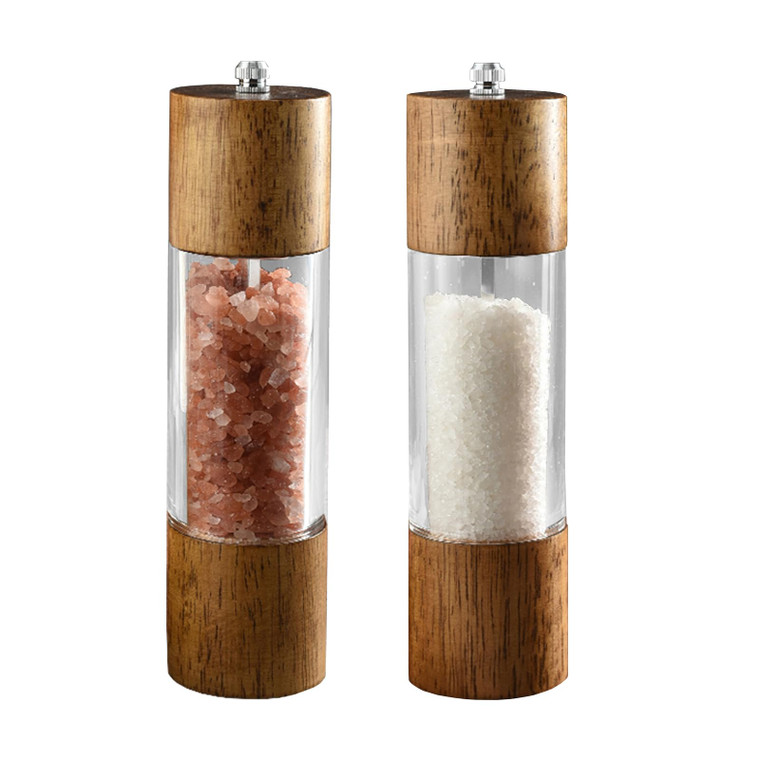 Nedyfix Acacia Wood Salt and Pepper Grinding Machine, Durable Ceramic Grinding, Manual Steel Ring Grinding Machine with Adjustable Thickness