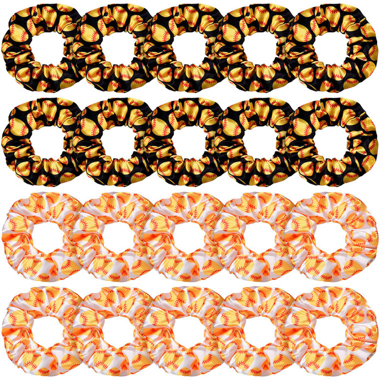 WILLBOND 20 Pcs Sport Hair Scrunchies Gifts Sports Scrunchy Elastic Silk Satin Scrunchies Hairband Ponytail Holder for Women Player Team Accessories(