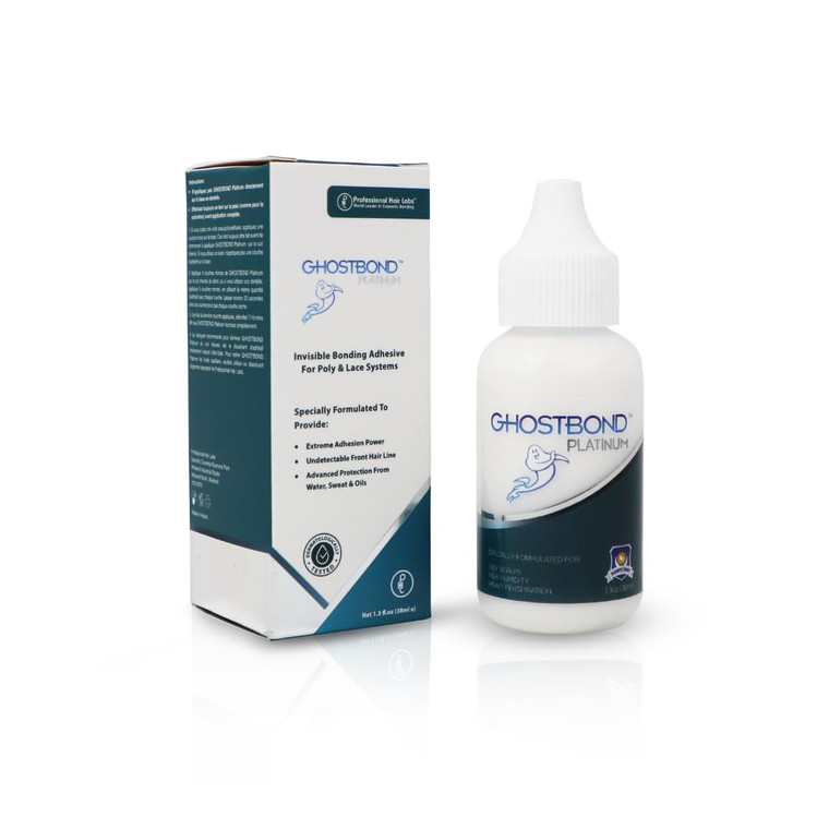 GHOSTBOND Platinum Water Resistant Wig Glue for Extreme Heat - 1.3oz - Hair Replacement Adhesive for Poly and Lace Wigs. Invisible Bonding Hair Adhes