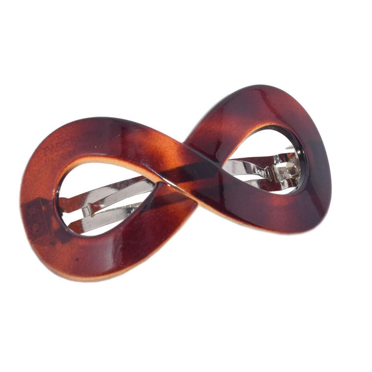 Parcelona French Classic Infinity 3 1/2 Celluloid Automatic Hair Clip Barrette Strong Hold Grip Hair Clips for Women No Slip Durable Styling Girls P