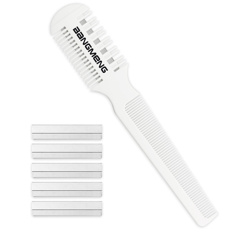 BANGMENG Hair Cutter Comb, Shaper Razor Comb, Split Ends Trimmer Styler, Double Edge Razor Blades for Thinning, Cutting and Styling, Extra 5 Blades I