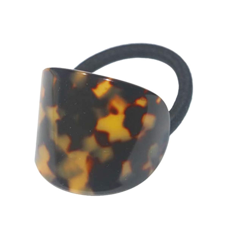 French Amie Curve Oval Tokyo Tortoise Shell Celluloid Handmade Ponytail Elastic Hair Tie for Women and Girls