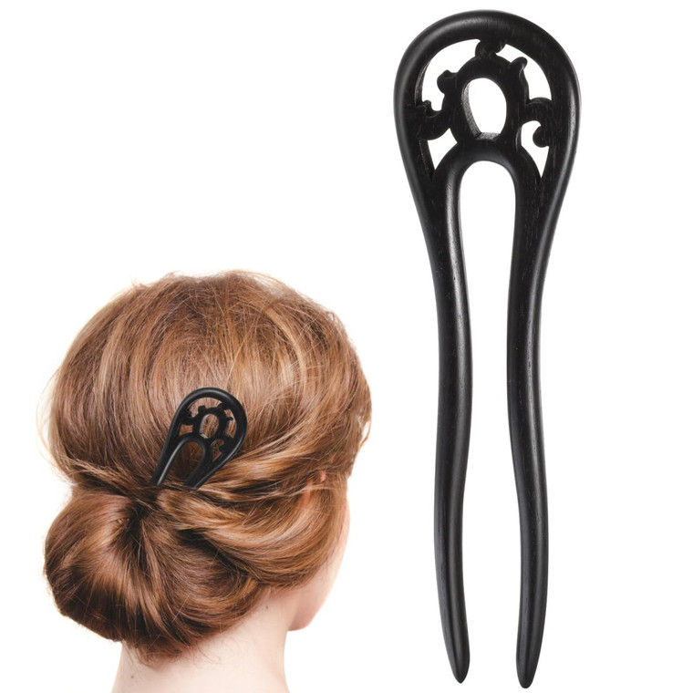 Lurrose Vintage Ebony Hair Chopsticks U-Shaped Hairpin Retro Hair Stick for Women Styling Party Accessories