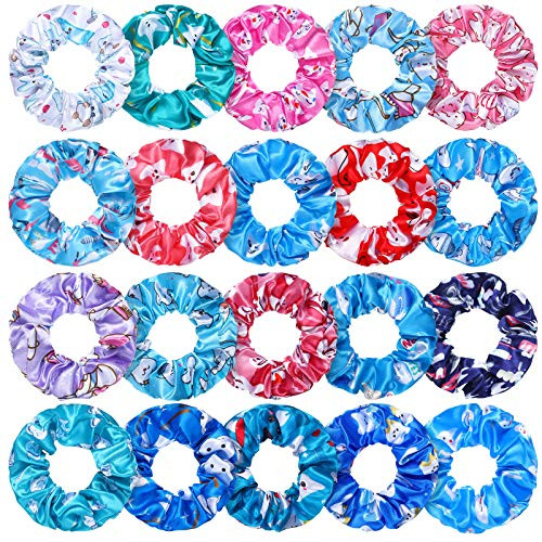 WILLBOND 20 Pieces Dental Hygienist Gifts Dental Assistant Hair Scrunchies for Women Hygiene Ponytail Teeth Pattern Hair Scrunchies for Women Nurse