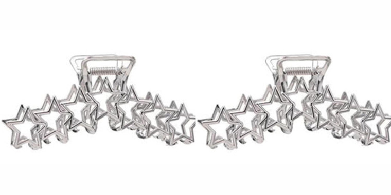 2Pcs C Star Claws Hair Clips Large Metal Hair Claw Personality Nonslip Silver Hair Jaw Clamps Hair Catch Clip Hair Accessories Hair Clips for Women G