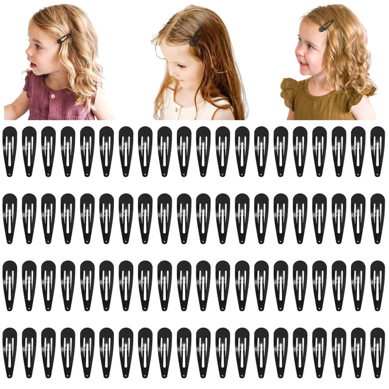 80 pack 2 Inch Snap Hair Clips Hair Barrettes Black Snap Barrettes for Girls Kids Women DIY Hair Accessory (5cm,Black)