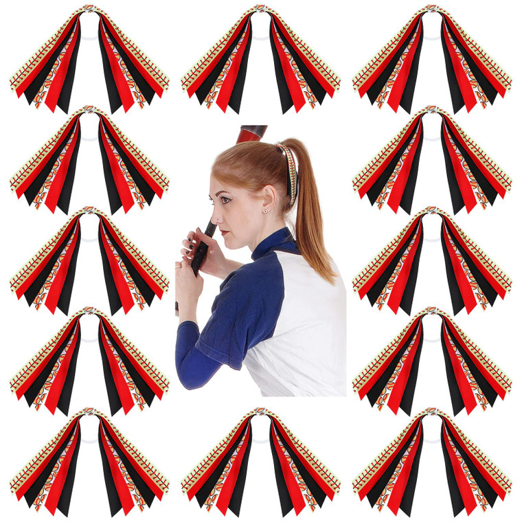 Kajaia 12 Pcs Softball Hair Ties Cheer Scrunchies Baseball Gifts Ribbon Ponytail Holder Streamer Elastics Cheerleader Accessories for Teen Girls Scho