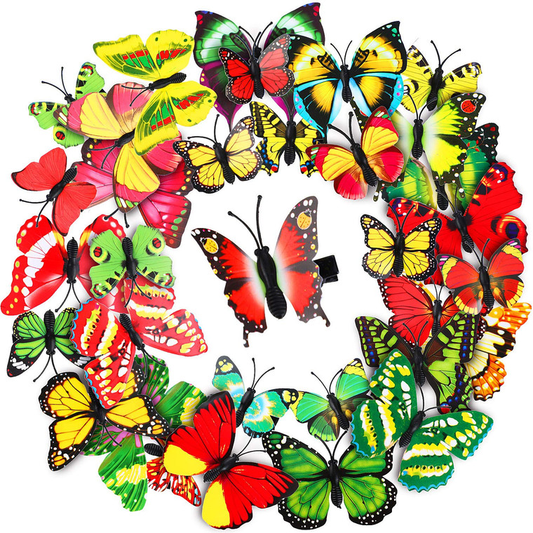 36 Pieces Butterfly Hair Clips Colorful Butterfly Barrettes 3D Wedding Hair Clips for Bridal Women Halloween Party Favors(Yellow, Red, Green)