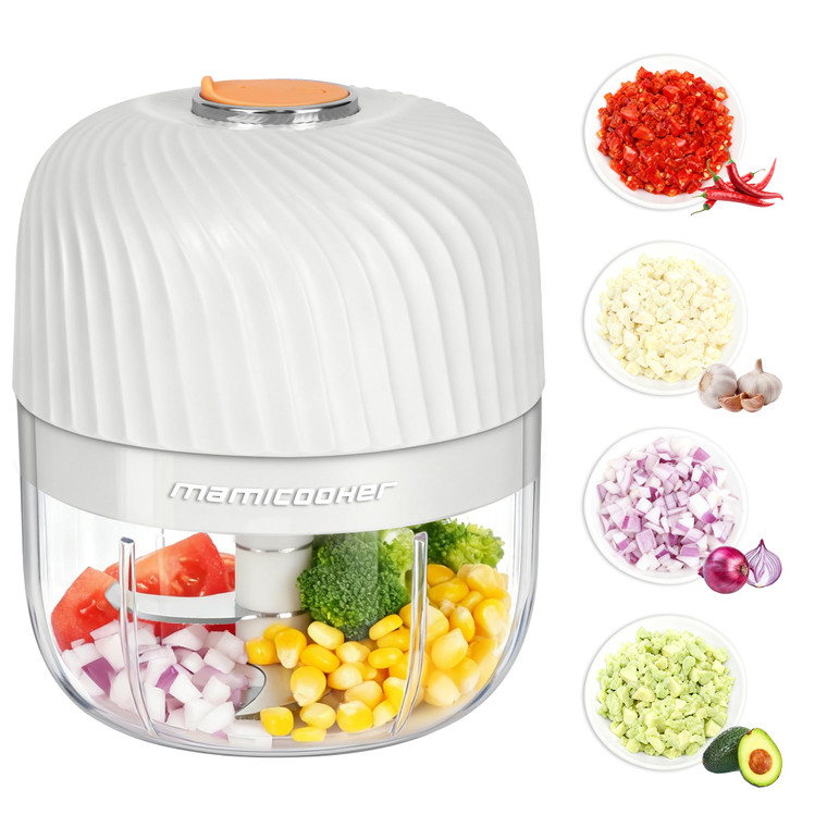 Electric Garlic Chopper, Mini Portable Veggie Chopper, 250ML Garlic Grinder Masher Onion Grinder, Blender to Vegetable, Wireless Food Processor for G