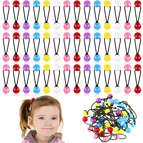 Cindeer 36 Pcs Ball Hair Ties 20 mm Ponytail Holders Ball Bubble for Girls Bright Color Twin Bead Ponytail Balls 80s 90s Hair Elastic Accessories for