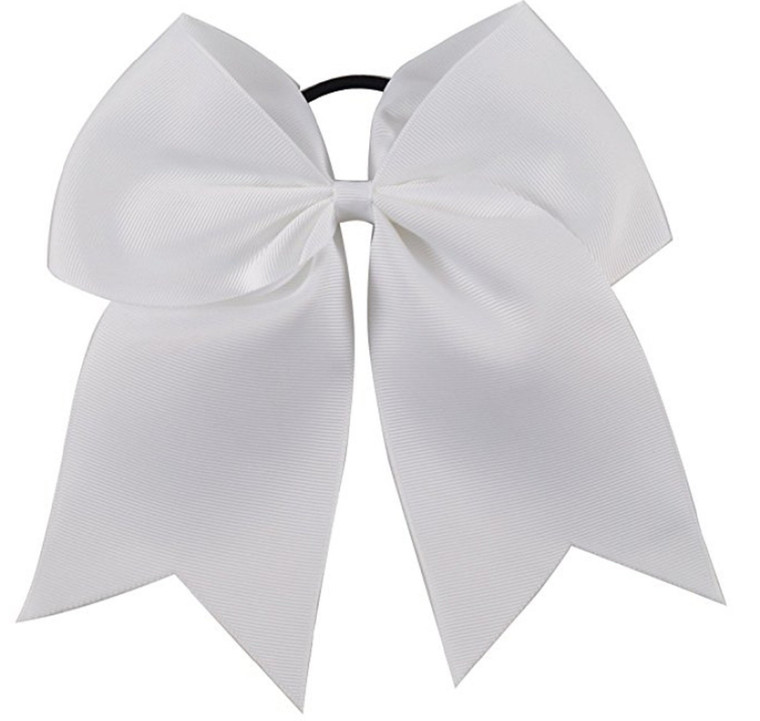 Kenz Laurenz Cheer Bows White Cheerleading Softball - Gifts for Girls and Women Team Bow with Ponytail Holder Complete your Cheerleader Outfit Unifor