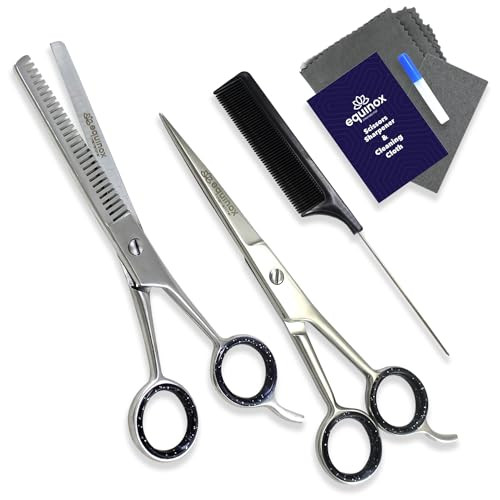 Equinox Professional Hair Cutting Scissors Set - Blending Shears for Hair Cutting Set includes Rat Tail Comb - 6.5 - Barber Scissors Kit for Men and