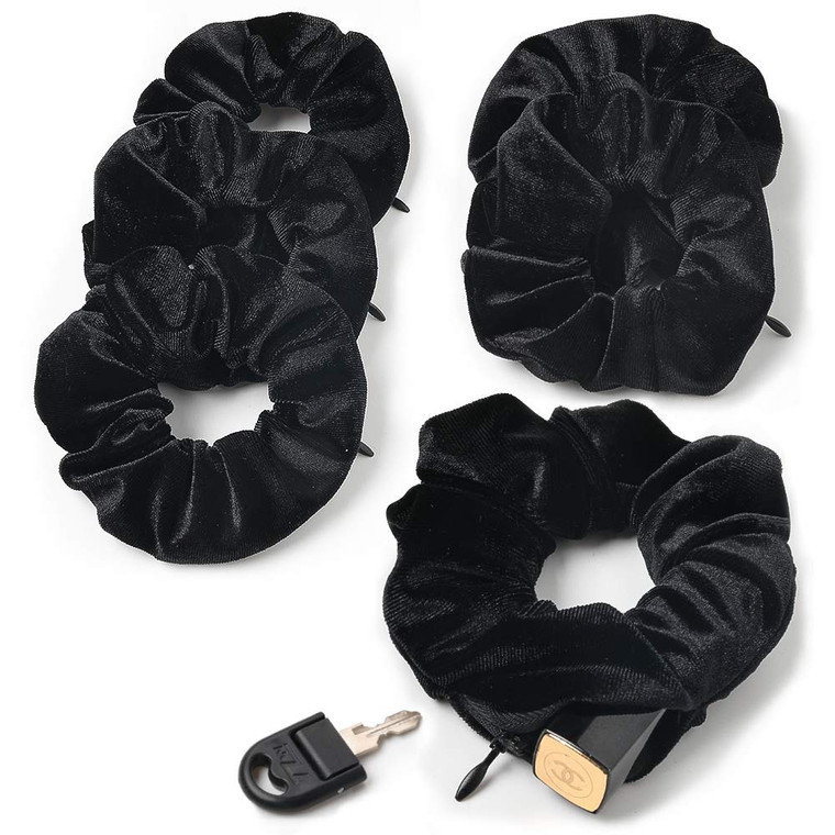 Ivyu Velvet Scrunchies With Pocket Zipper Hair Ties for Women Big Vsco Girl Stuff Scrunchy Hidden Hair Black Scrunchie Ponytail Holder Elastic Bands