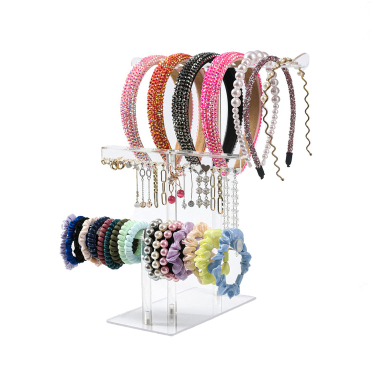 LOVNFC Headband Holder, Headband Organizer Acrylic Clear Hairband Hair Hoop earrings Display Stand for Girls Women