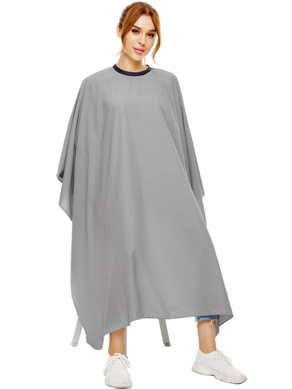 izzycka Hair Cutting Cape for Adults-Nylon Waterproof Large Salon Capes for Hair Stylit-Grey Barber Cape-with Adjustable Snap Closure-56 x 64inch Hai