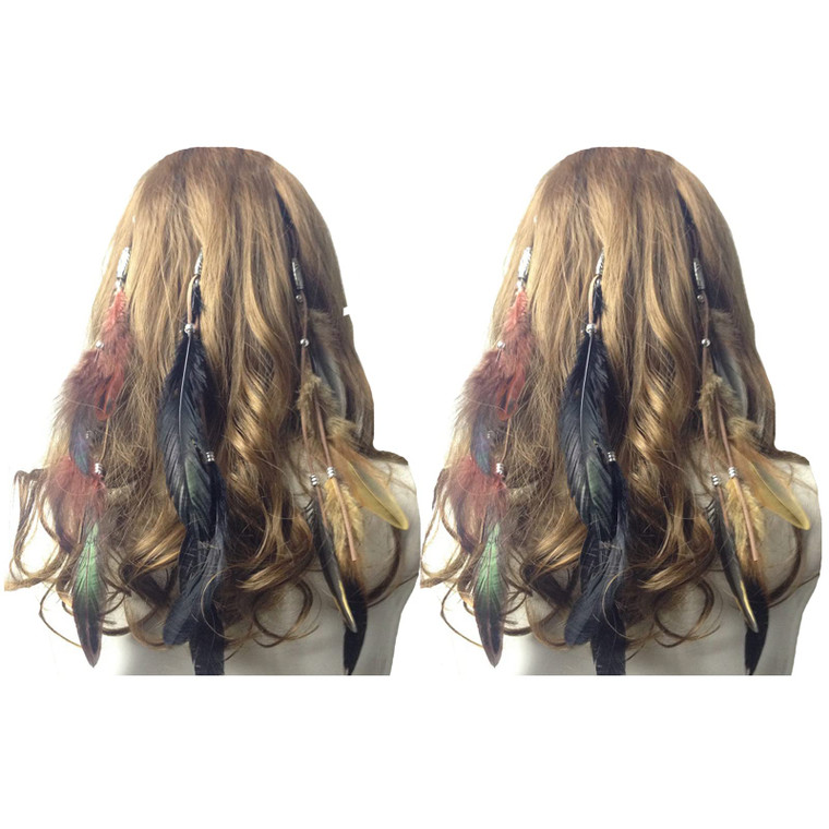 6 Pcs Feather Hair Clips Hippie Indian Boho Barrettes Tassel Bohemian Headpiece Hair Pins Hairpins Hairclips Halloween Women Cute Birthday Party Deco