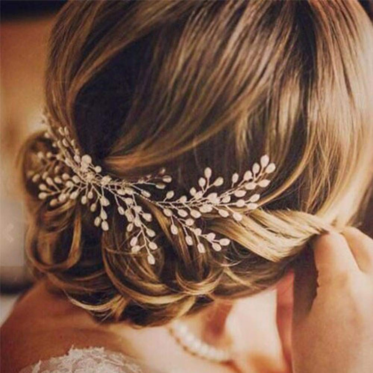Denifery Elegant Bridal Pearl Hair Comb Handmade Headpiece Wedding Accessory Pearl Jewelry Wedding Hair Comb Bridal Tiara Bridal Headdress Pearl Wedd