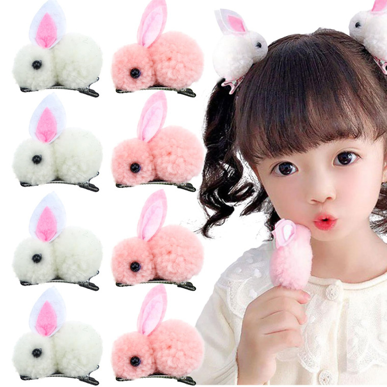 10 PCS Cute Stuffed Bunny Hair Clips Elastic Plush Animal Rabbit Scrunchies Bunny Ponytail Holders Hair Band Hair Accessories for Women Girls
