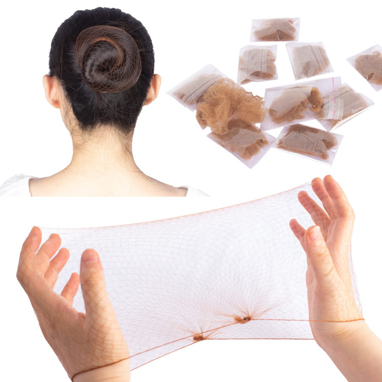 WeKen Light Brown Hair Net 10 Pcs Invisible Elastic Hair Nets for Hair Bun Making Women Sleeping Ballet Dancer Kitchen Food Serive 20" Individual Pac