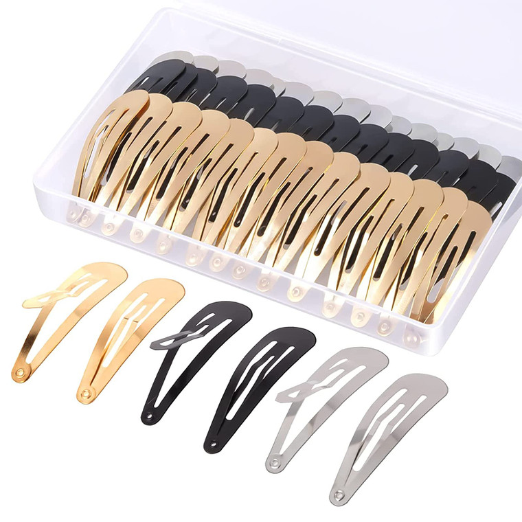 60 Pcs Snap Hair Clips with Storage Box, 2 Inch No Slip Metal Hair Clips Barrettes for Styling, Hair Pins Accessories for Toddlers, Girls, Kids, Teen