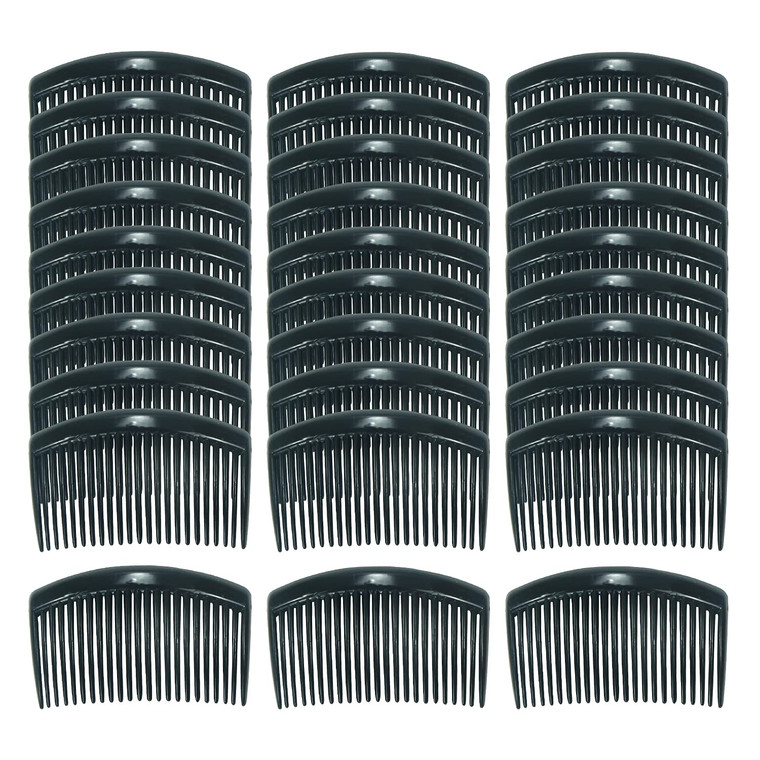 Cinaci 30 Pack Clear White Black Brown Plastic Hair Side Combs Slide Bun Holder with 23 Teeth DIY Headpieces Clips Grips Barrettes Accessories for Wo