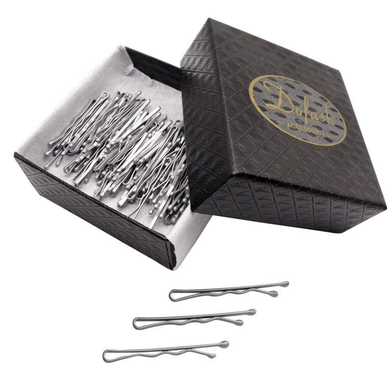 Dofash 3.5CM/1.38IN Mini Bobby Pins for Thin Hair in Box Tiny Hair Pins Decorative Hair Accessories for Women Gray Fine Hair 100 Count