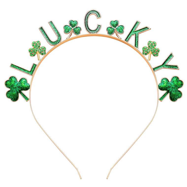 PHALIN St. Patrick's Day Headbands for Women Glitter Enamel Shamrock Hairband Letter LUCKY IRISH Headpiece Party Favors St. Patrick's Day Hair Access