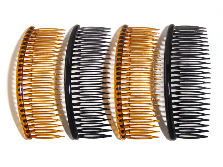 4pcs Plastic Hair Clip For Thick Hair With Teeth, Large Hair Side Comb, French Hair Clip For Women, Coffee Black Hair Clip For Hair Fine Girl Hair Ac