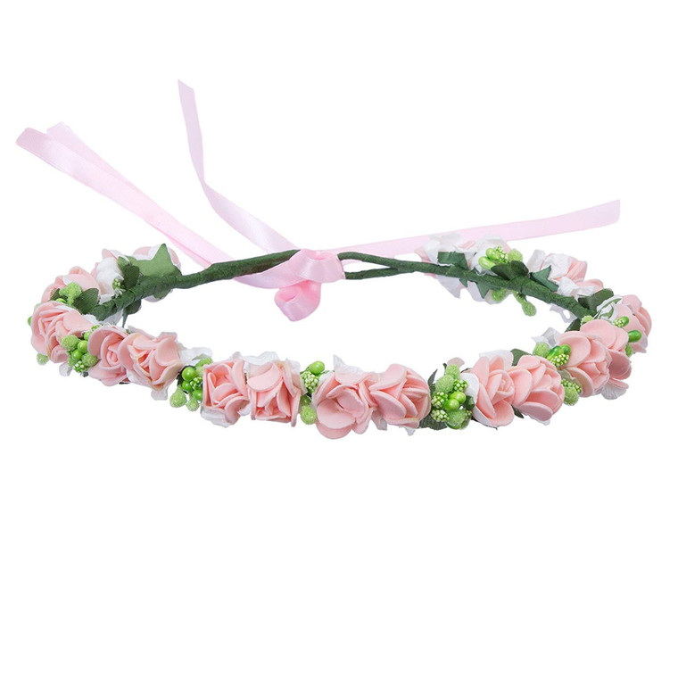 Onwon Multicolor Rose Flower Wreath Headband Floral Crown Garland Halo Hair Band for Wedding Festivals Photography Travel Performance Hair Accessorie