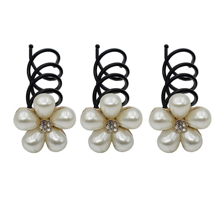 canjoyn 10 Pcs Flower Spin Hair Pins Swirl Hair Twists Coils Hair Clips Bridal Rhinestone Pearl Metal Spiral Twist Updo Hair Pins DIY Hair Style Hair