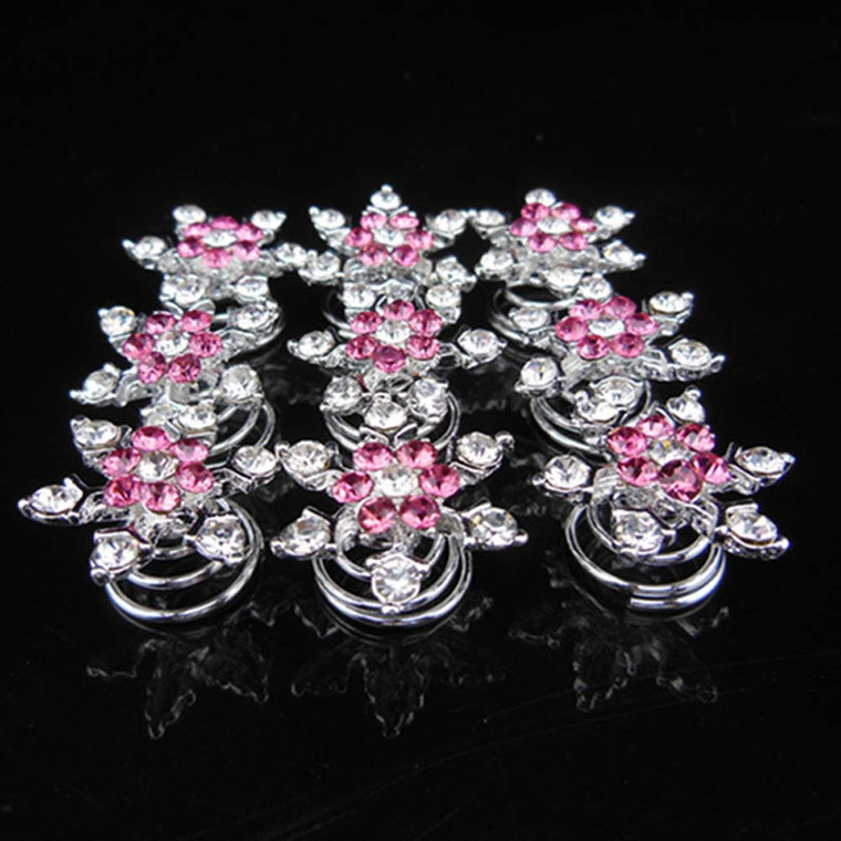 canjoyn 20 Pcs Snowflake Spin Hair Pins Swirl Hair Twists Coils Hair Clips Wedding Bridal Gem Rhinestone Metal Spiral Twist Bun Hair Pins Hair Access