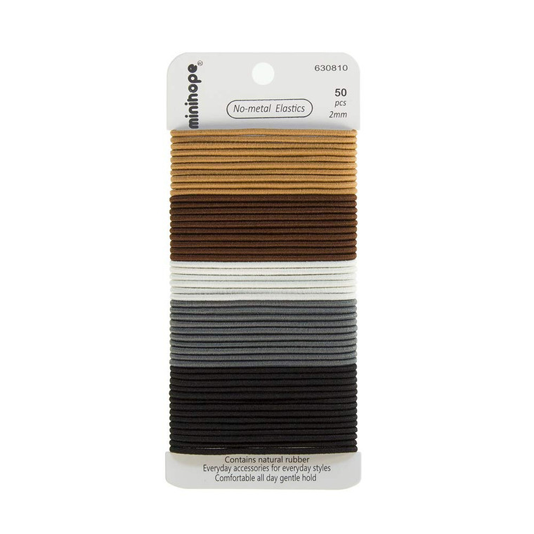 minihope Women's Hair Elastic Fine Thin Hair,2MM for Medium Hair,50 Count (Pack of 1).