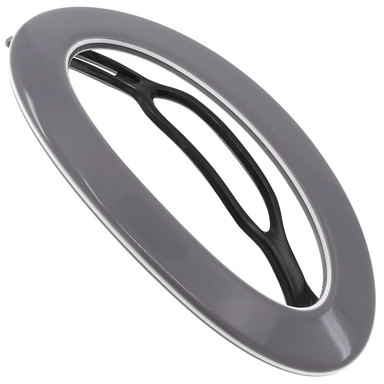 Camila Paris CP3363 French Hair Barrette Clip for Women, Handmade, Gray White, Slide-in Metal-Free Closure, Strong Hold Grip Hair Clips for Girls, No