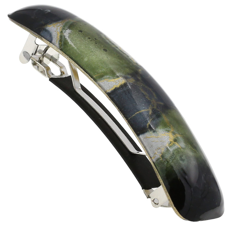 Camila Paris CP3338 French Hair Barrette Clip for Girls, Blue/Green, Rubberized Metal Clasp Strong Hold Grip Hair Clips for Women, No Slip Durable an