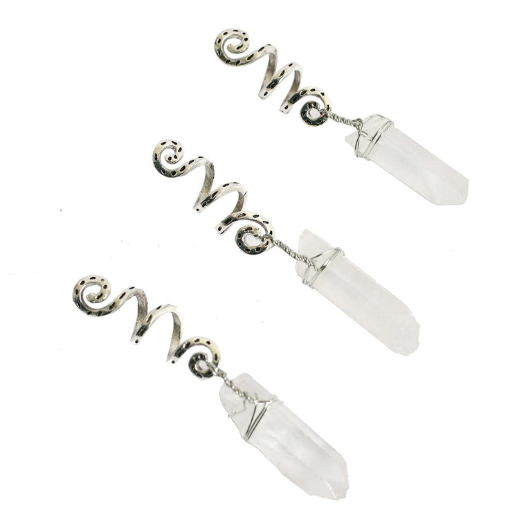 3pcs Cystal Hair Sticks Hairpin-Natural Quartz Hair Clip Sticks for Long Hair Stick Slide Hair Accessories (3J-Quartz)