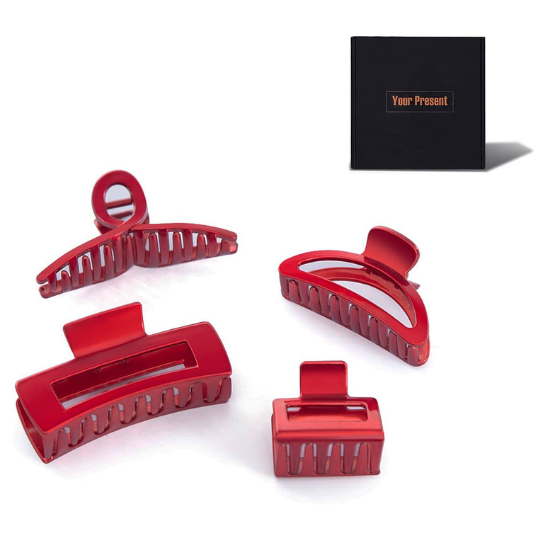 SinPinEra Hair Claw Clips for Women and Girls,4PCS Large Medium and Small Fit Thin Hair and Thick Hair,Strong Hold Jaw Clips for Femal Hair Styling A