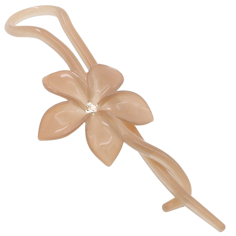 Camila Paris CP2411 French Hair Barrette Pin Clips for Girls, Flower, Beige, No Metal Parts, Strong Hold Grip Hair Clips for Women, No Slip and Durab