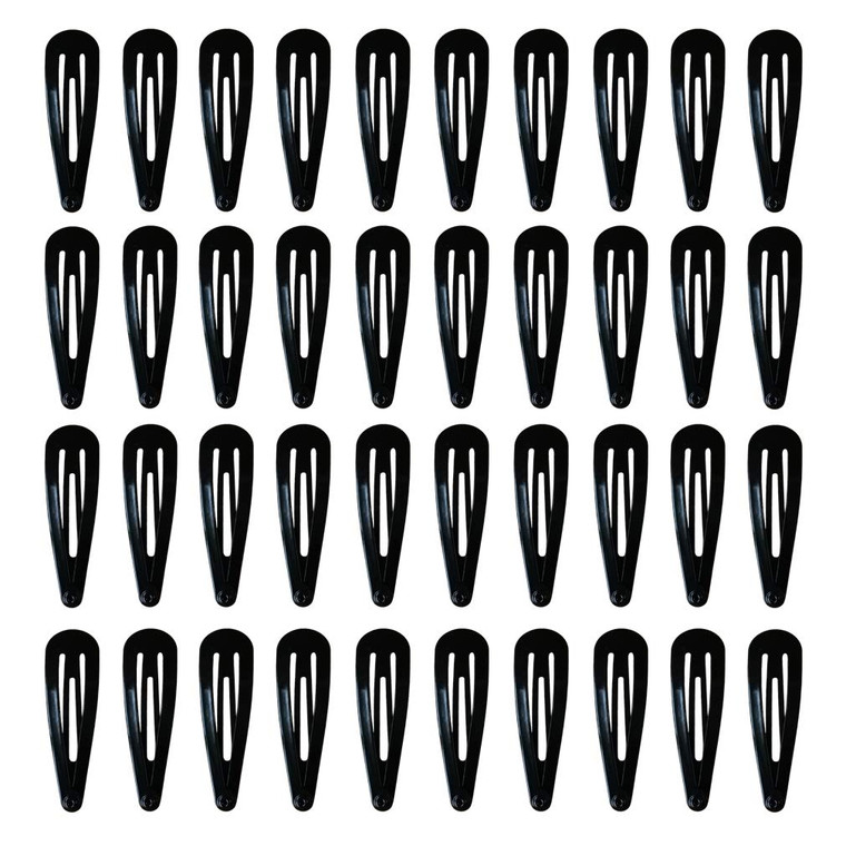 40 Pack Black 2 Inch Barrettes Women Metal Snap Hair Clips Accessories