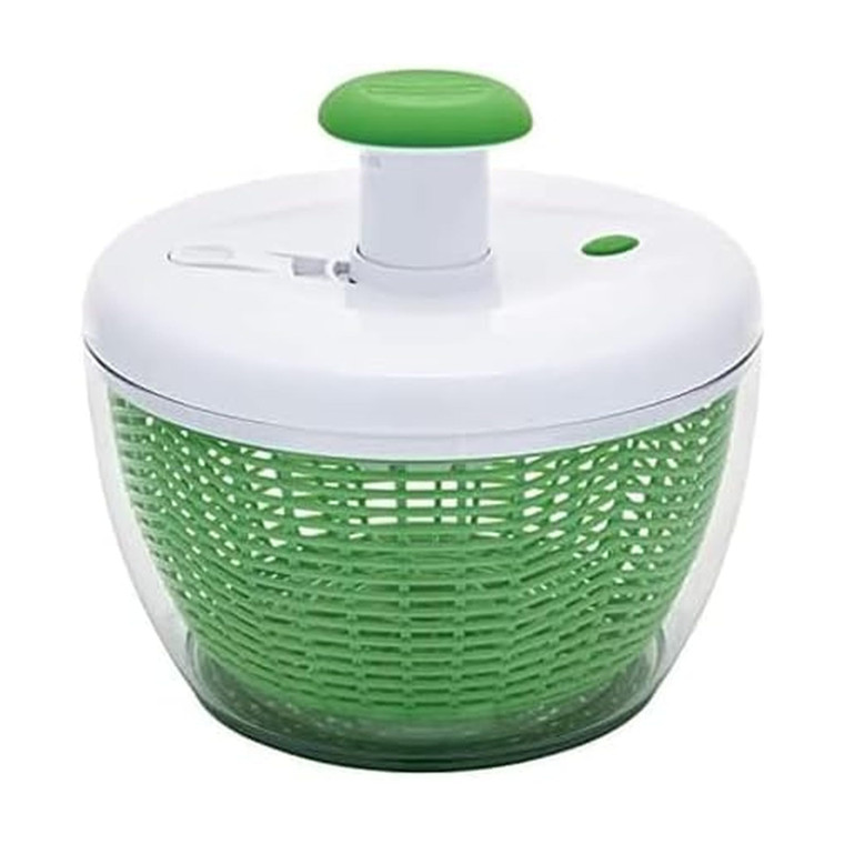 Farberware Easy to use pro Pump Spinner with Bowl, Colander and Built in draining System for Fresh, Crisp, Clean Salad and Produce, 6.6 quart, Green