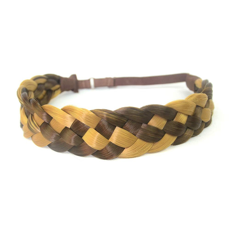 DIGUAN 5 Strands Synthetic Hair Braided Headband Classic Chunky Wide Plaited Braids Elastic Stretch Hairpiece Women Girl Beauty accessory, 56g (Piano