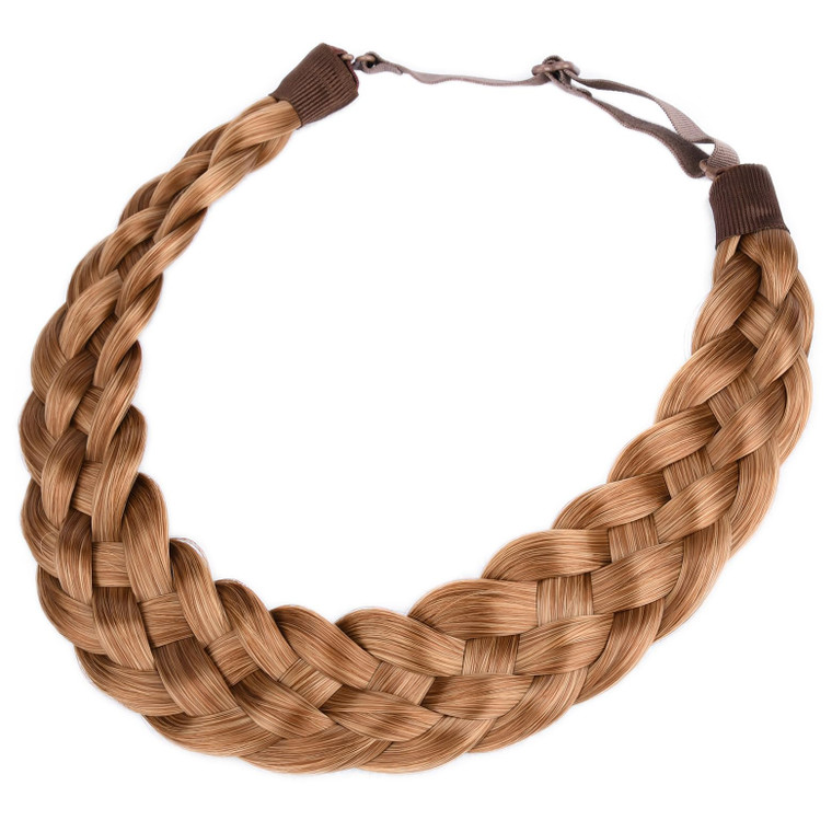 DIGUAN 5 Strands Synthetic Hair Braided Headband Classic Chunky Wide Plaited Braids Elastic Stretch Hairpiece Women Girl Beauty accessory, 56g (Sunse