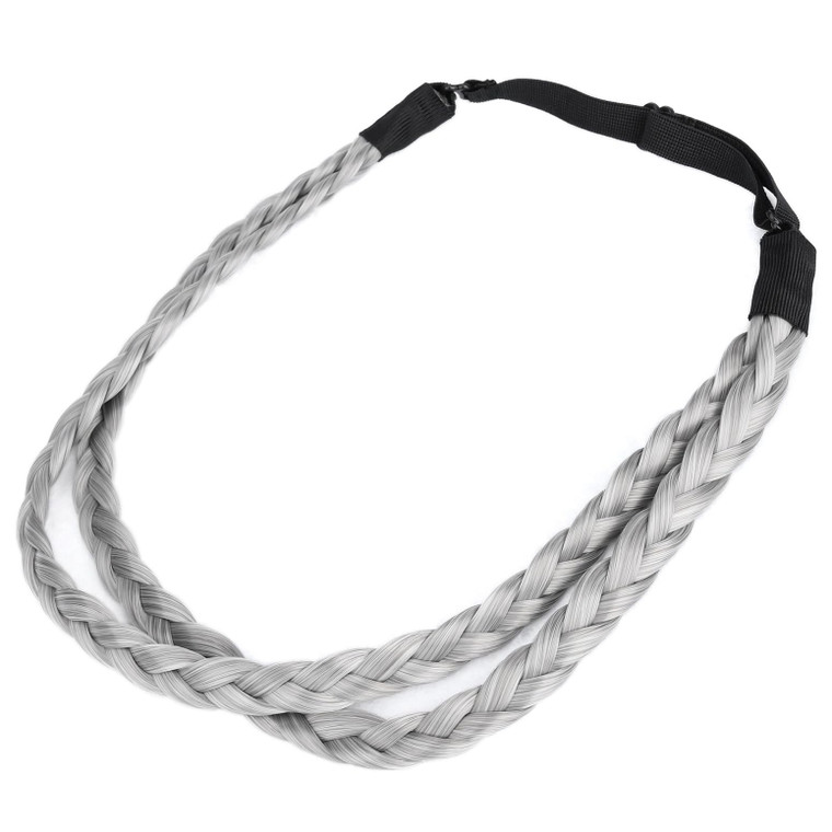 DIGUAN Double Three Strand Synthetic Hair Braided Headband Hairpiece Extension Women Girl Beauty accessory (Smoky Gray)
