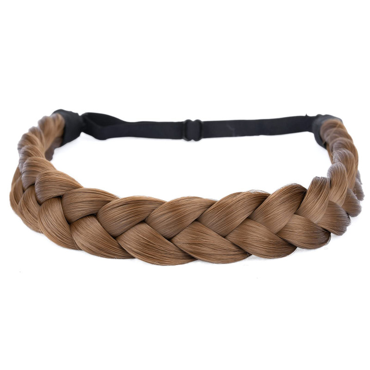 DIGUAN Synthetic Hair Braided Headband Wide Plaited Braids Hairpiece Women Girl Beauty accessory, 55g (Medium Brown)