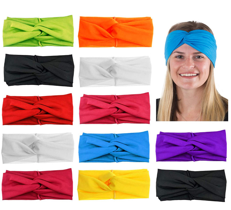 CoverYourHair Headbands for Women -12 Pack - Headwraps for Women - Turban Headbands - Hair Bands for Girls - Hair Accessories