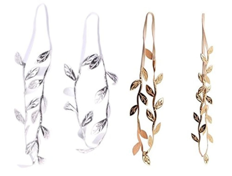 yueton 4pcs Gold and Silver Leaves Headwear Hair Bands Headbands